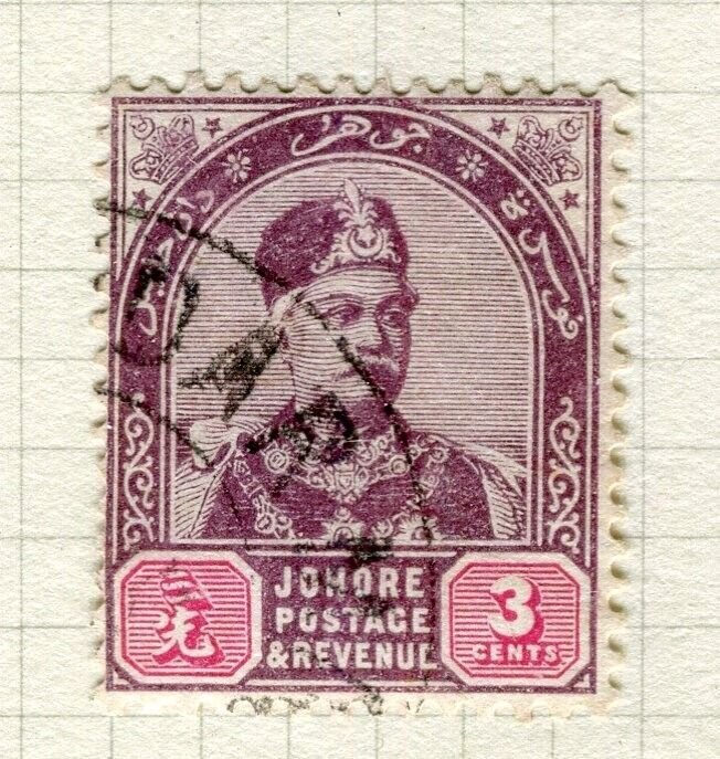 MALAYA JOHORE; 1891 early Sultan issue fine used 3c. value