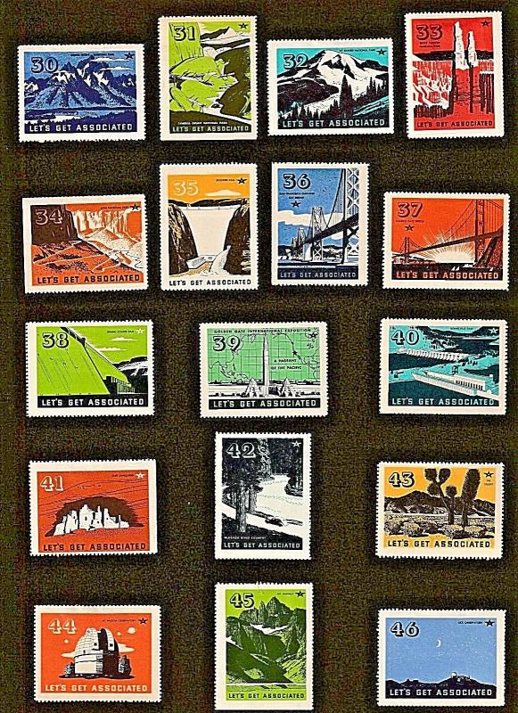 Great California, Lets get Associated set of 1-100 US Poster Stamps. 1939