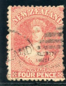 New Zealand 1865 QV 4d deep rose very fine used. SG 119. Sc 34.