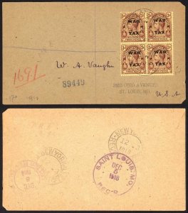 Turks and Caicos SG147 3d War Tax Block on Registered Cover