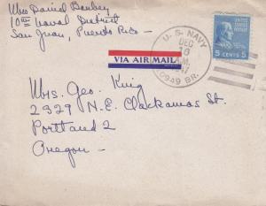 10th Naval District, Puerto Rico to Portland, OR, 1947, Airmail (N3234)