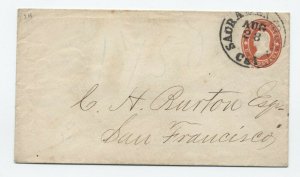 c1860 Sacramento City CA 3 cent star die stamped envelope [6026.43]