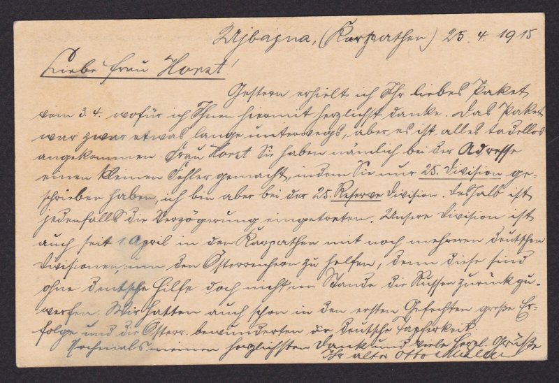 GERMANY 1915, Postcard Fieldpost to Hanau