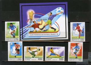 BENIN 1997 SOCCER WORLD CUP FRANCE SET OF 6 STAMPS & S/S MNH