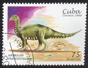 CUBA Sc# 3992  DINOSAURS prehistoric  MUSSAURUS  75c  1999 used cto