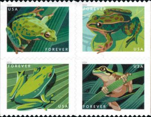 2019 55c North American, Tree Frogs, Block of 4 Scott 5395-5398 Mint F/VF NH