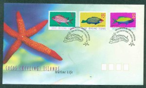 Cocos Keeling Is 1998 Marine Life 70,95c, $5 FDC lot37107