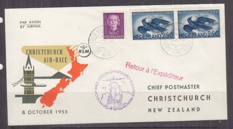 NETHERLANDS, 1953 KLM London-Christchurch, New Zealand Air Race Flight cover.