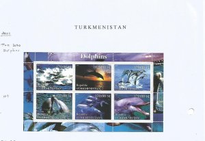 TURKMENISTAN - 2000 - Dolphins - Perf 6v Sheet - M L H -Private Issue