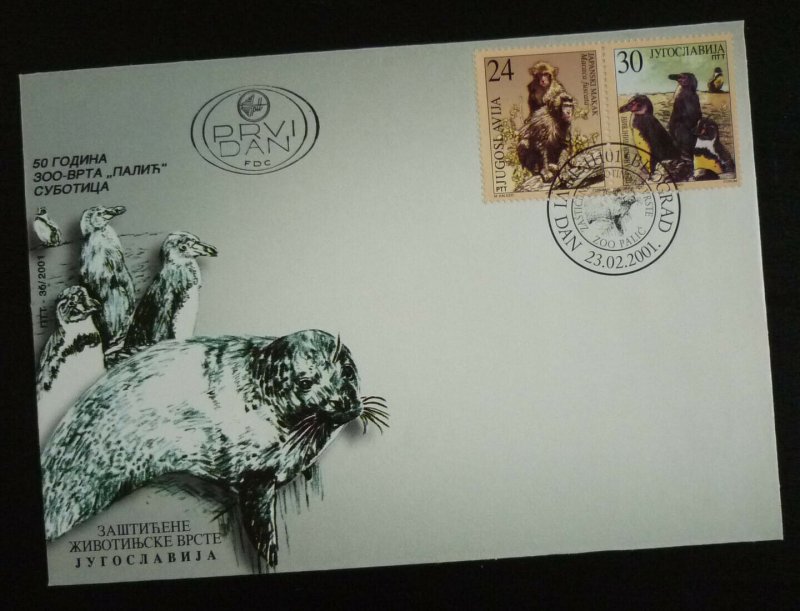 Yugoslavia 2001. Fd Cancel - Cover - Protected Animal Species Penguin USA 79 