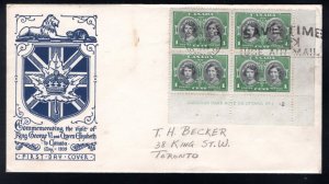 246, Scott, Addressed FDC, Canada, 1c, PB1-2 LR, 1939, May 15