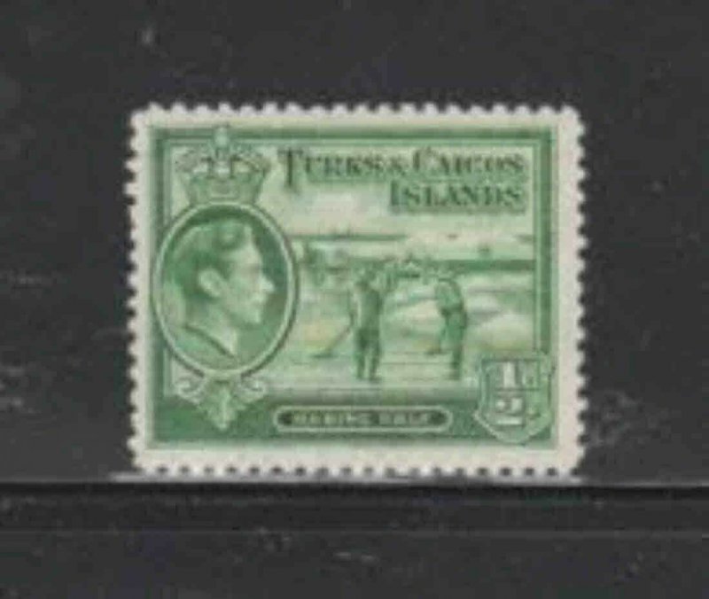 TURKS & CAICOS ISLANDS #79 1938 1/2p KING GEORGE VI & RAKEING MINT VF NH O.G