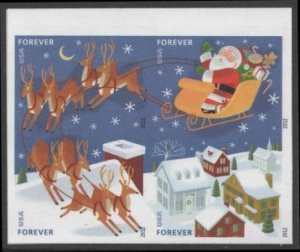 US Stamp #4712-15c MNH - Christmas Santa & Reindeer Imperforate Block of 4