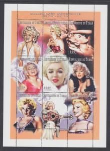 Chad Sc 704j, 727-728 MNH. 1996 Marilyn Monroe, 2 complete sets, VF