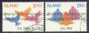 ICELAND 565-66 USED 1982 CHRISTMAS