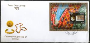 Bhutan 2014 Ornaments Gems & Jewelry Neckless Mineral M/s on FDC # 6733