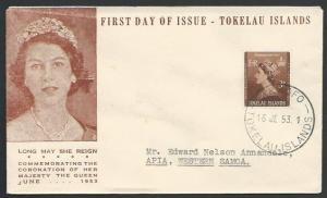 TOKELAU IS 1953 Coronation FDC FAKAOFO cds.................................11493