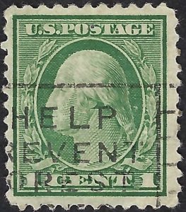 United States #498 1¢ George Washington (1917-19). Green. Perf. 11. VF. Used.