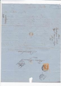 Spain 19th century imperf stamp cover  Ref: 8251