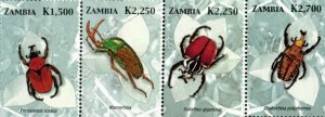 Zambia 2005 - Beetles of Africa - Set of 4 Stamps - Scott #1045-48 - MNH