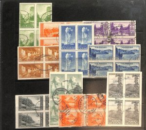 United States Postage Stamp, #756-765 National Parks Used Blocks, 1935 (BL)