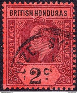 BRITISH HONDURAS 1903 KEDVII 2c Purple & Black/Red SG81 Used