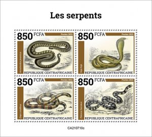 C A R - 2021 - Snakes - Perf 4v Sheet - Mint Never Hinged