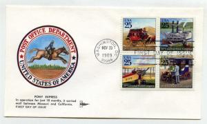 2434-37 Classic mail transportation GillCraft, block of 4, FDC