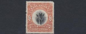 TANGANYIKA 1922-24  SG 88  £1 YELL ORANGE  MH C£500 SHORT PERF GOOD SPACE FILLER