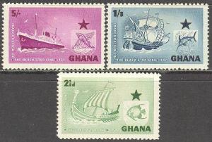 GHANA Sc# 14 - 16 MH FVF Set of 3 Ship Angelfish Swordfish