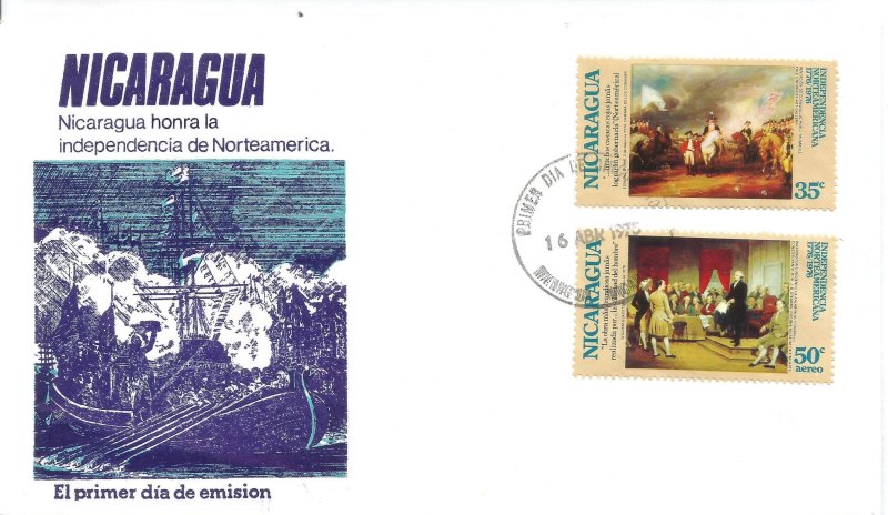 Nicaragua George Washington American Bicentennial FDC !4