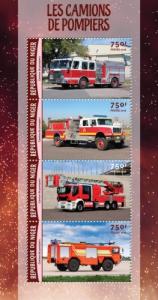 NIGER - 2016 - Fire Trucks - Perf 4v Sheet - MNH