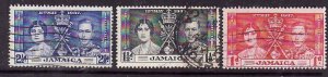 Jamaica-Sc#113-15- id7-used KGVI Omnibus set-Coronation-1937-