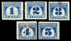 Scott RB65-RB69 1919 5 Diff. Proprietary Revenues Mint & Used Cat $5.10