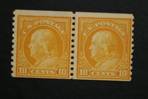 United States #497 Franklin Coil Line Pair 1922 MNH