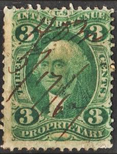 SC# R18c 3¢ Revenue: Proprietary (1862) Used