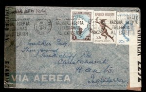 1943 Airmail - Double Censor cover Buenos Airies to England via New York