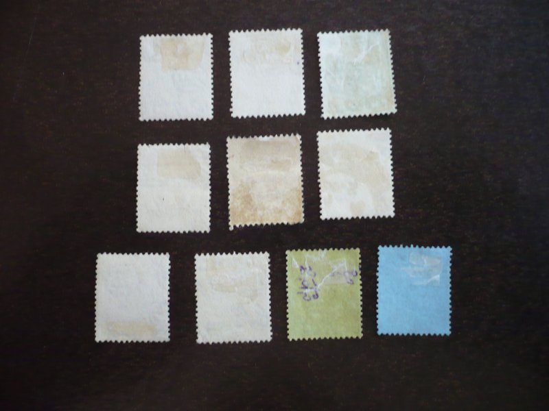 Stamps - Straits Settlements - Scott#217-225,230,232- Used Part Set of 10 Stamps