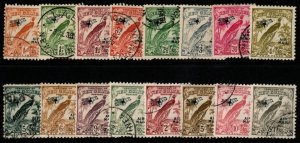 NEW GUINEA SG190/203 1932-4 AIR MAIL SET WITHOUT DATES FINE USED
