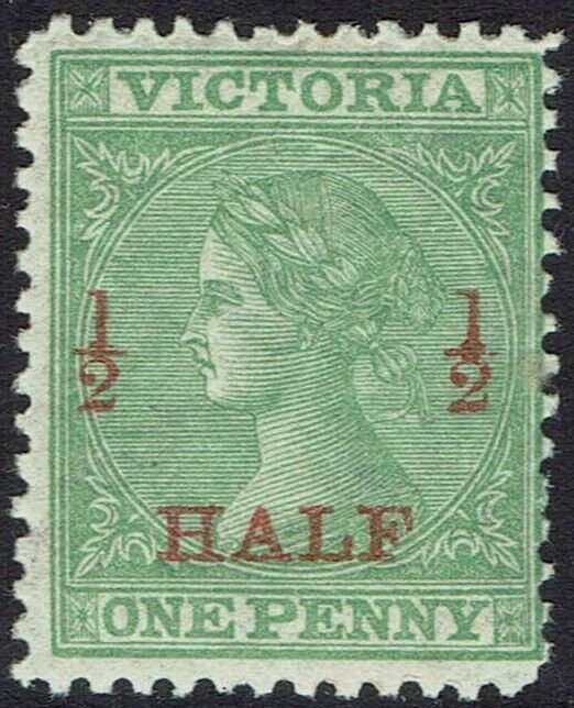 VICTORIA 1873 QV ½ HALF ON 1D PERF 13