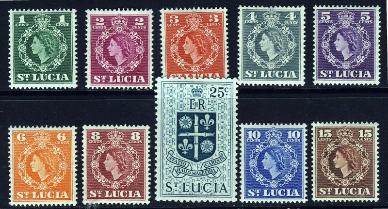 ST LUCIA Queen Elizabeth II 1953-63 Definitive Set to 25c. SG 172 to SG 181 MINT