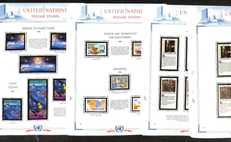 United Nations Stamp Collection in White Ace Album, Mint NH, 1991-1995