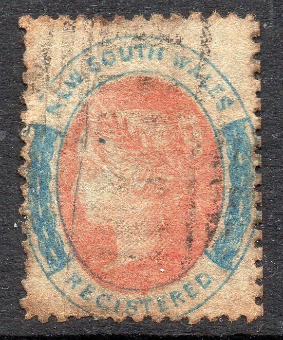 New South Wales: 1883 QVI Registered (6d) SG 127 used