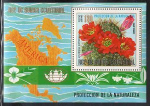 Equatorial Guinea ~ Protect Nature Souvenir Sheet ~N. Amrican Flowers ~ MInt, NH