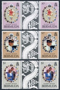 Bermuda 412-414 gutter, MNH. Michel 401-403, Charles - Diana Wedding, 1981.