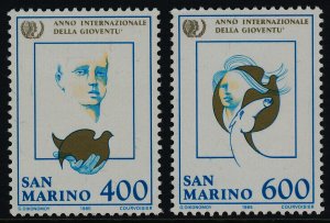 San Marino 1089-90 MNH International Youth Year, Dove, Horse