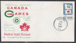 Canada Scott 500 FDC - 1969 Canada Games