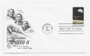 US 1371 (Me-5) 6c Apollo 8 single on FDC Artcraft Cachet Unaddressed ECV $12.50