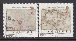 Singapore 1989 Sc 546-7 Maps Hither Values Used