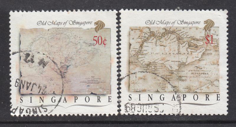 Singapore 1989 Sc 546-7 Maps Hither Values Used